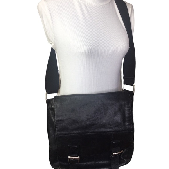 Fossil Brand black leather large satchel book bag - Picture 2 of 10